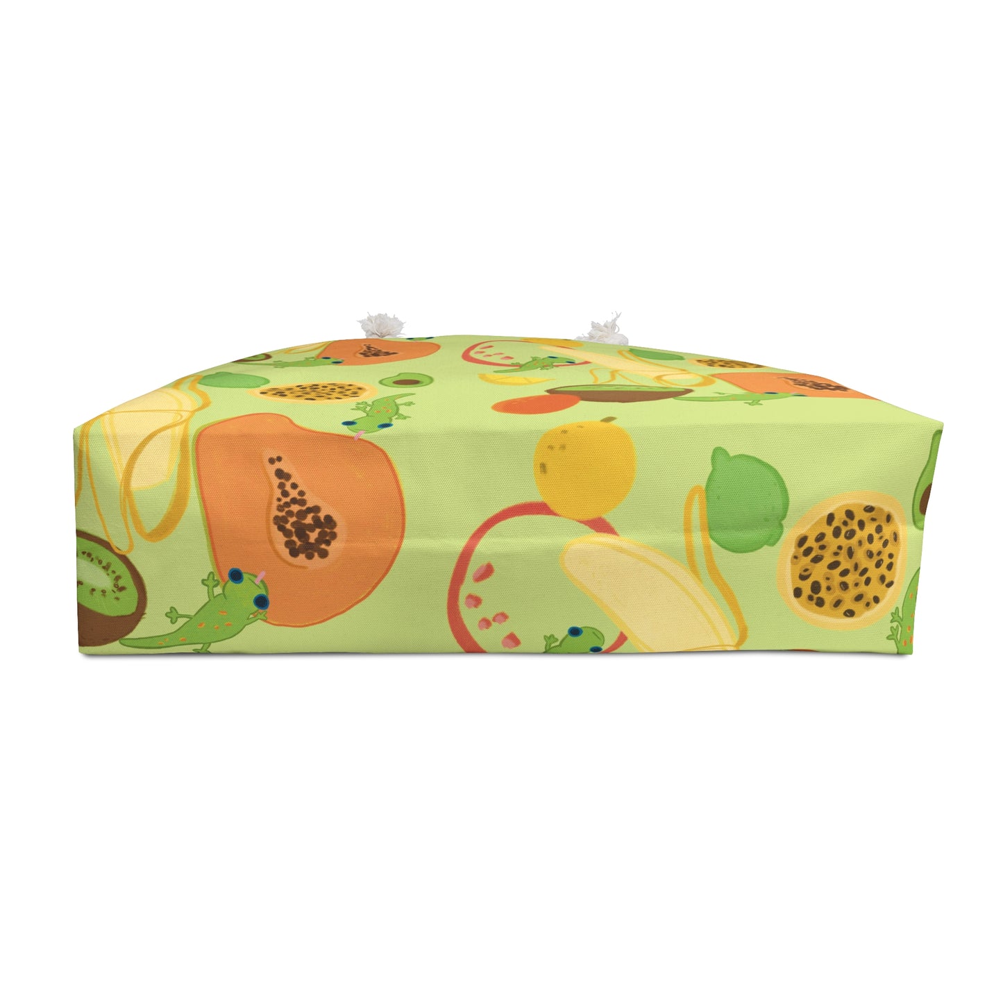 Tropical fruits n' gecko Weekender Beach Bag in Lime Green