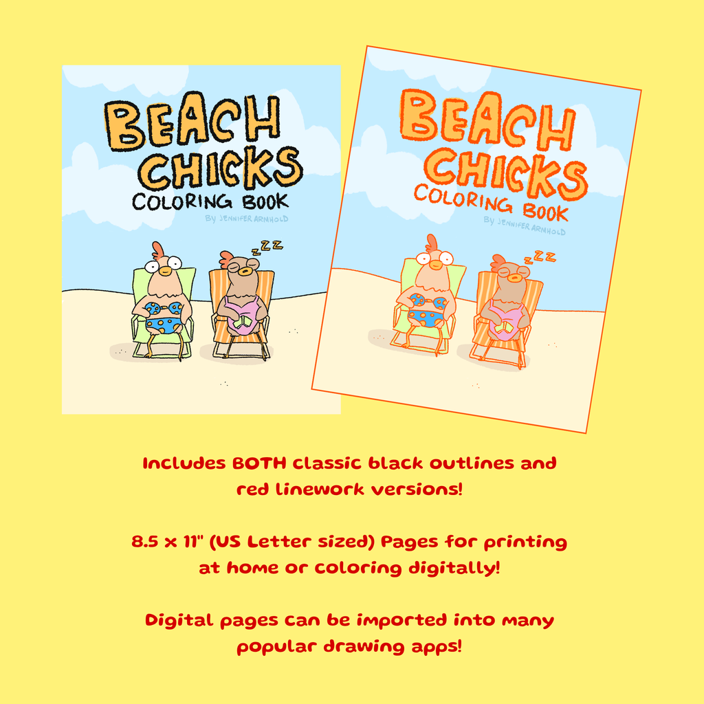 Beach Chicks Coloring Book [Digital Download]