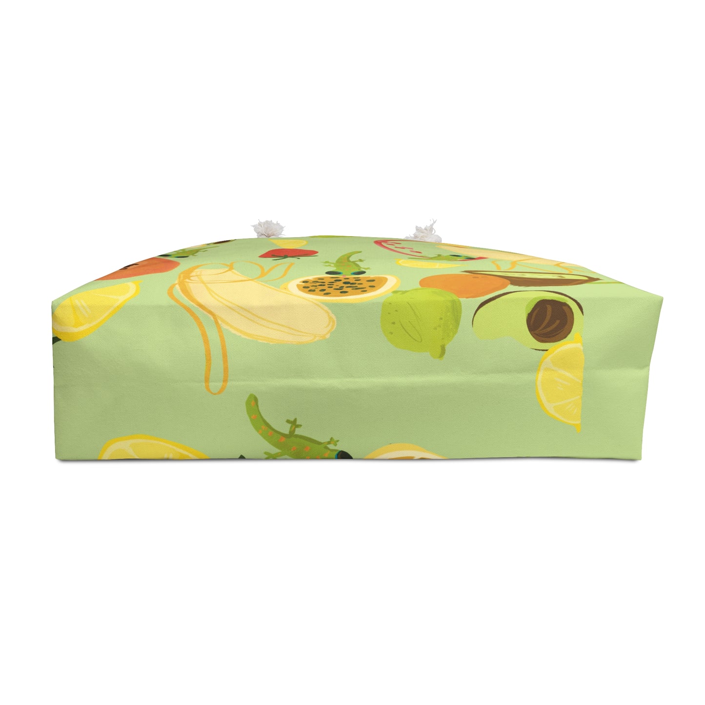 Tropical fruits n' gecko Weekender Beach Bag in Lime Green