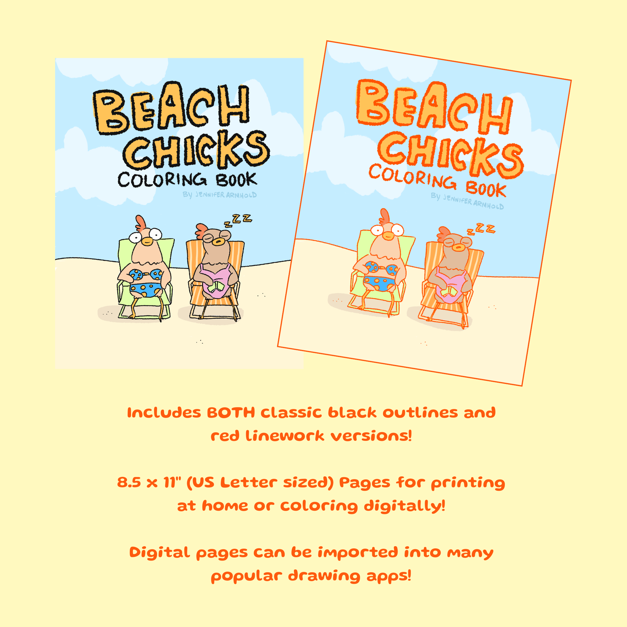 Beach Chicks Coloring Book [Digital Download]