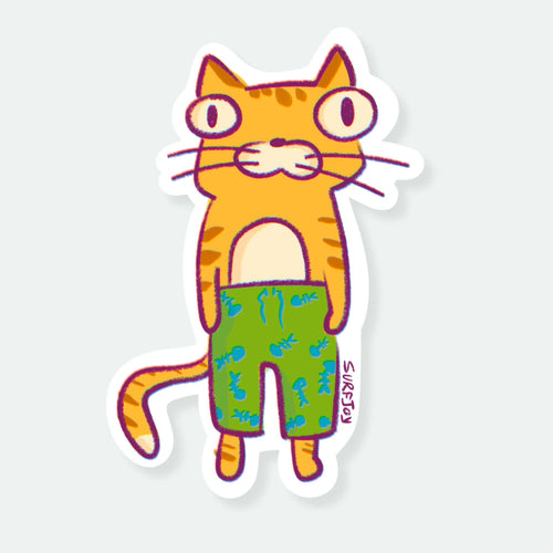 Board Shorts Cat Vinyl Sticker