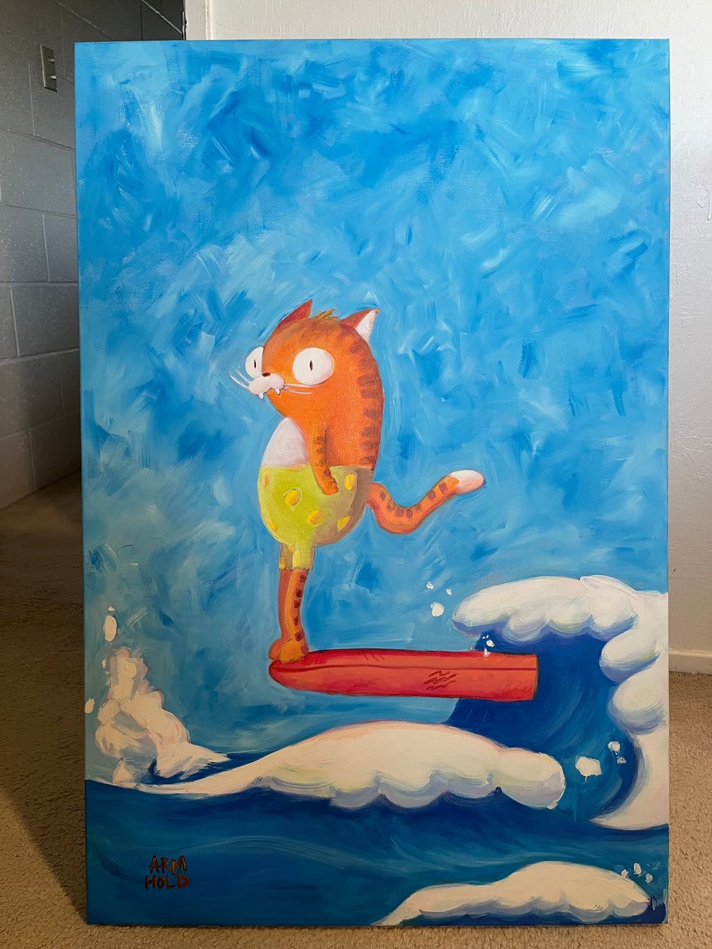 A Purrrfect Wave | 24x36" Original Painting