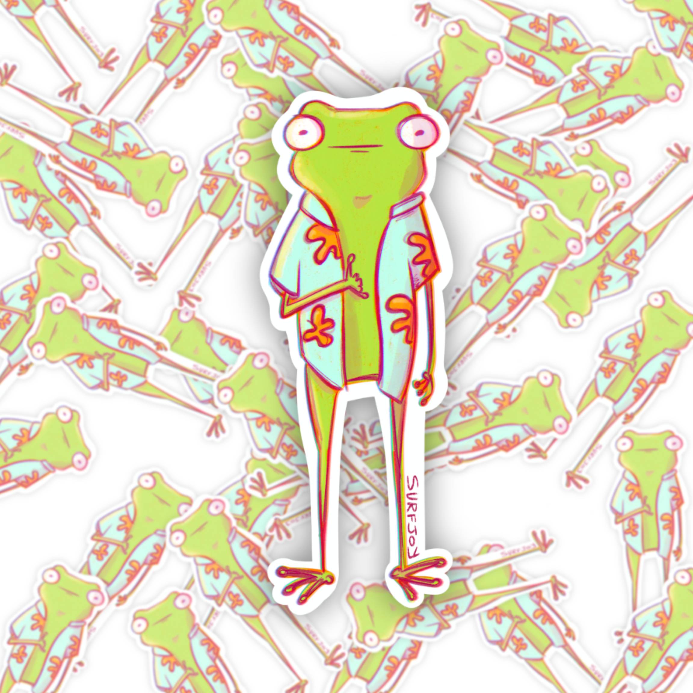 Shaka Frog Vinyl Sticker