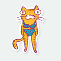 Bikini Cat Vinyl Sticker