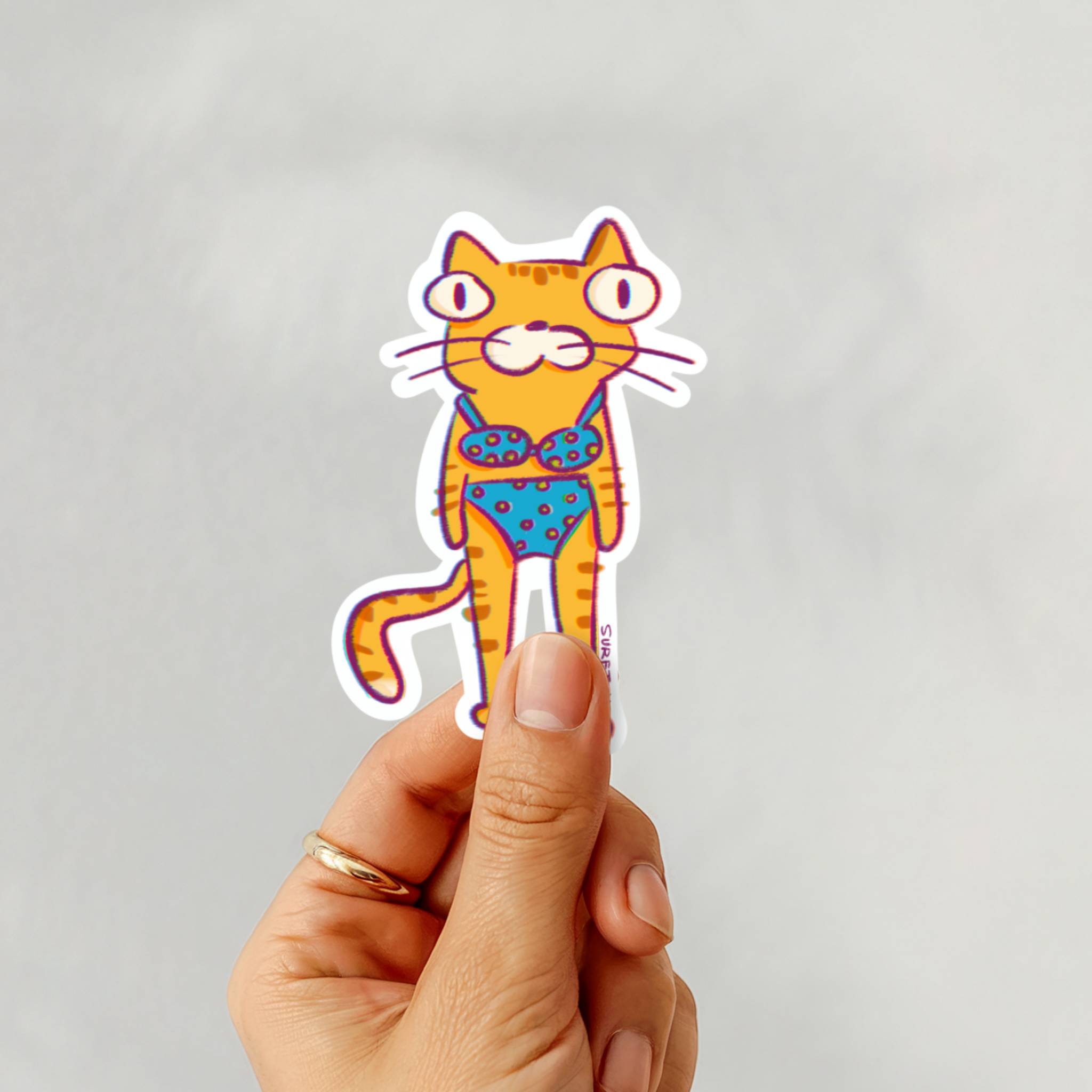 Bikini Cat Vinyl Sticker