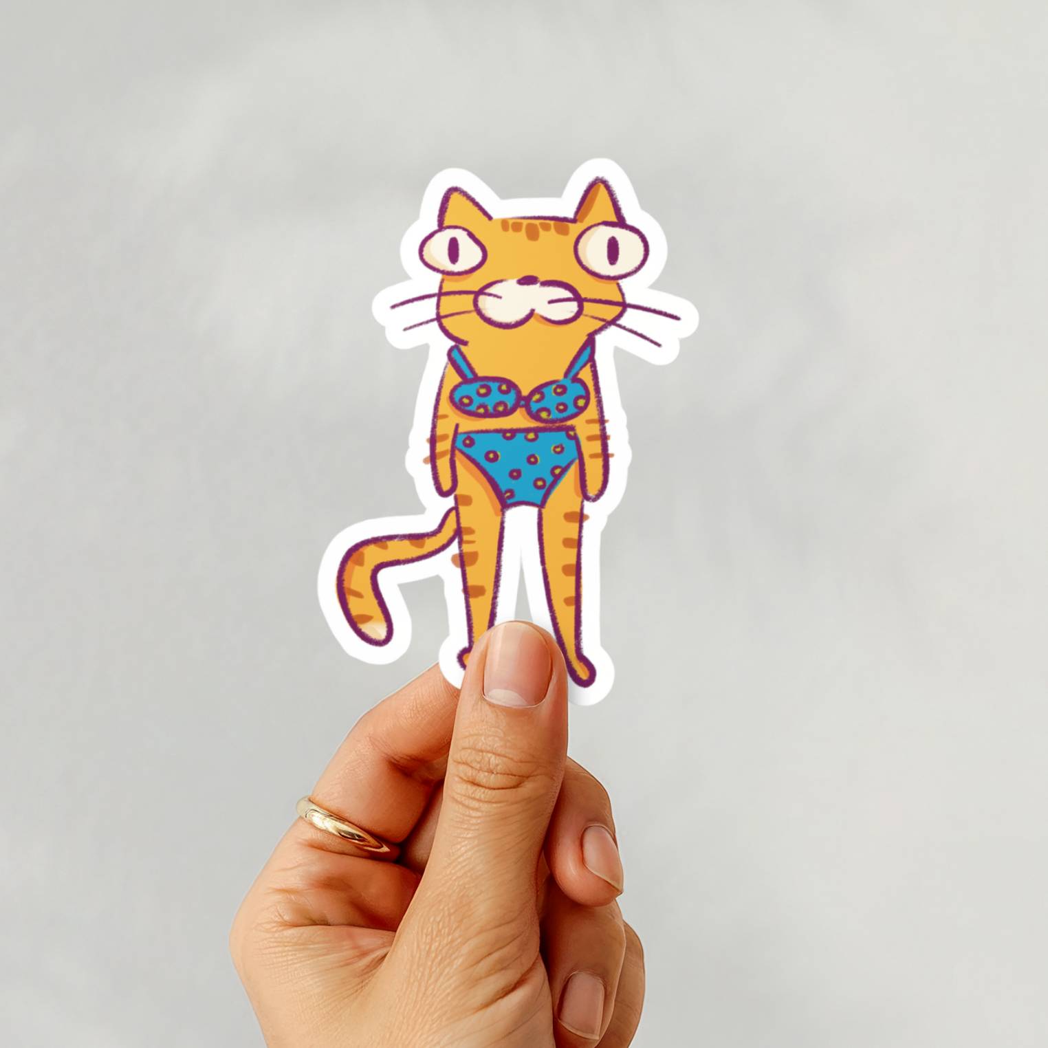 Bikini Cat Vinyl Sticker
