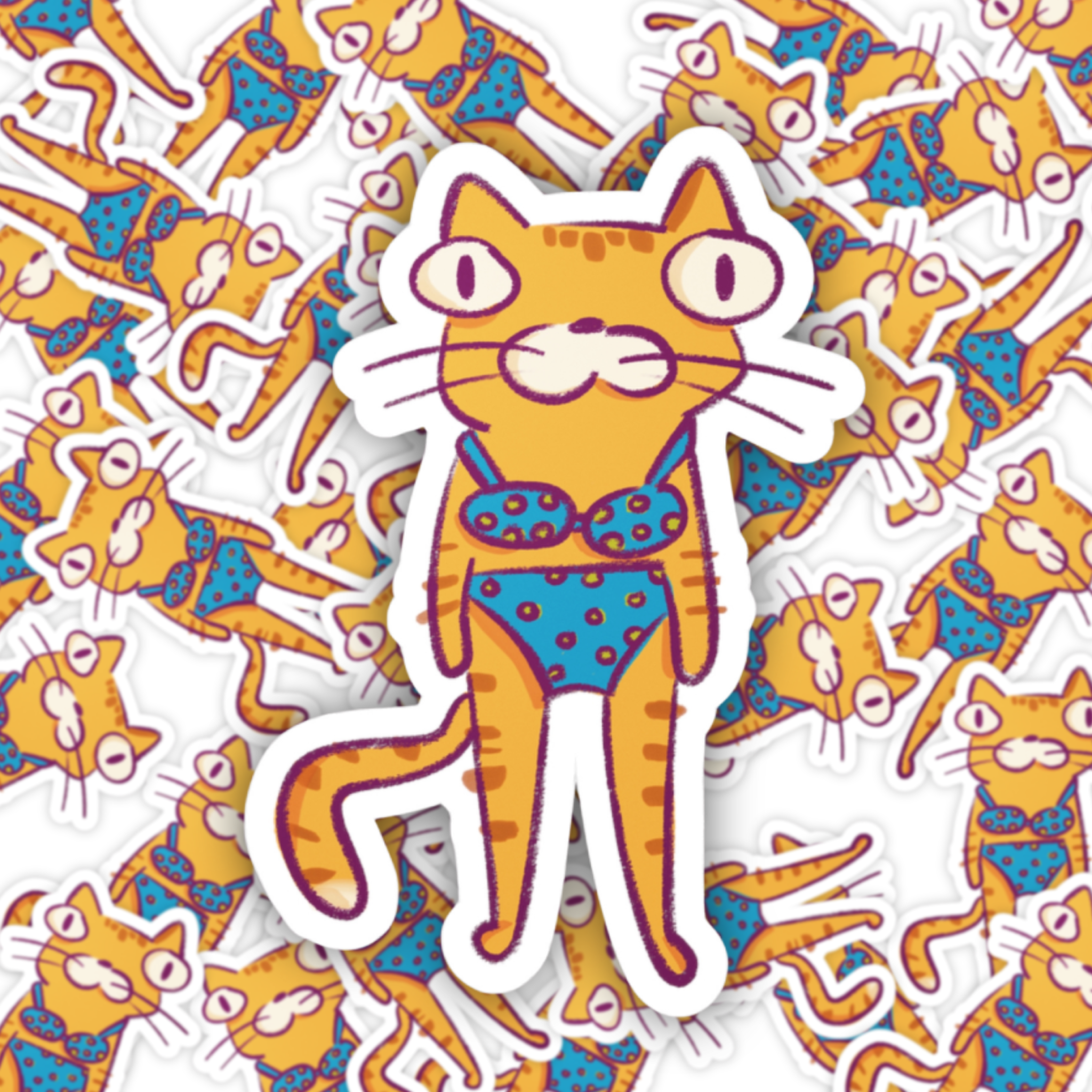 Bikini Cat Vinyl Sticker