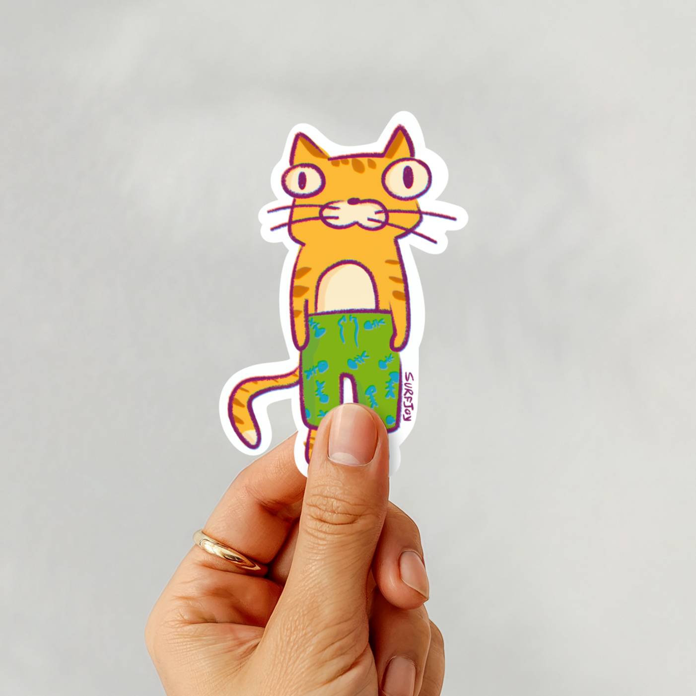 Board Shorts Cat Vinyl Sticker