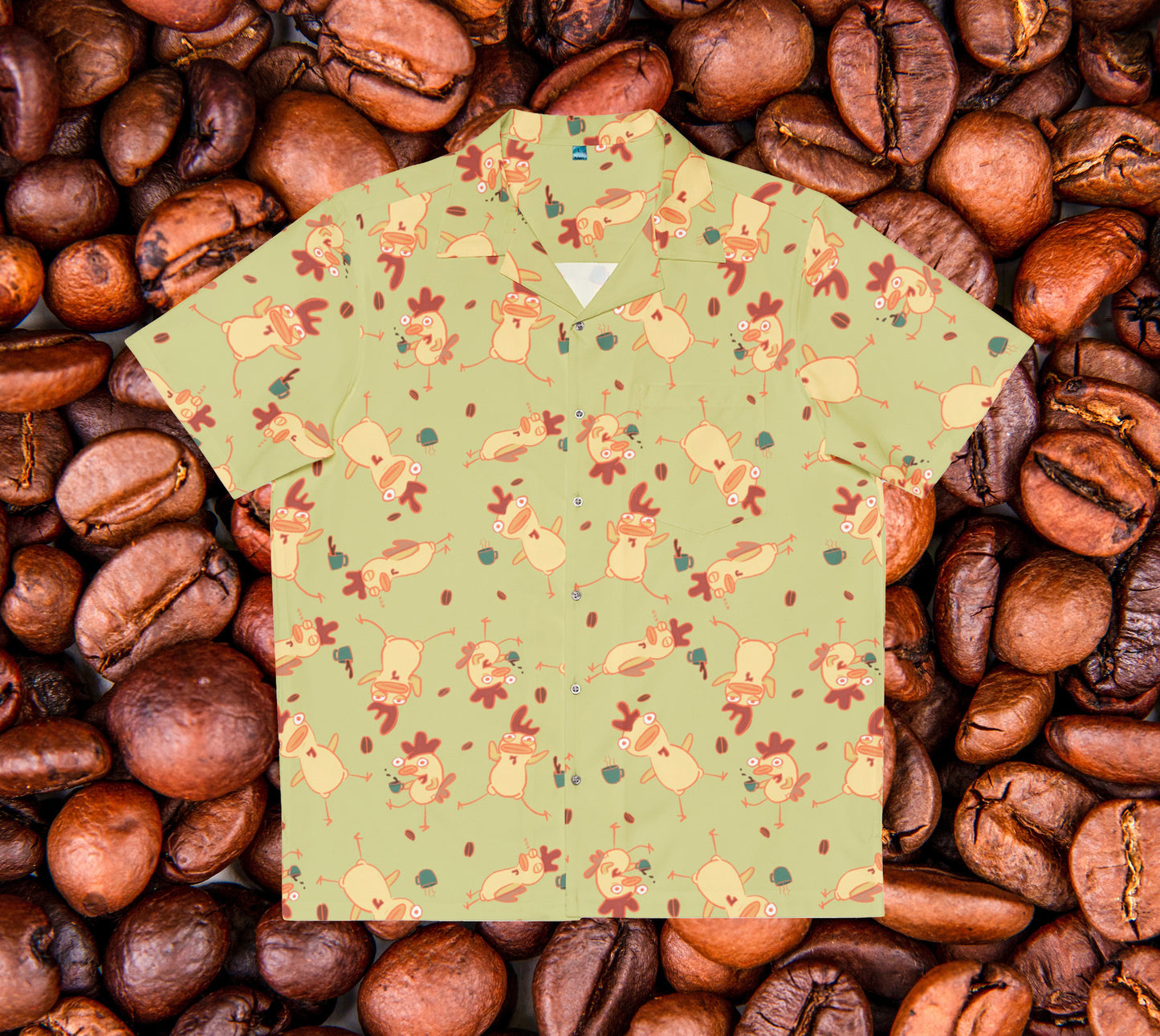 "Chicken and Coffee Bean" Aloha Shirt