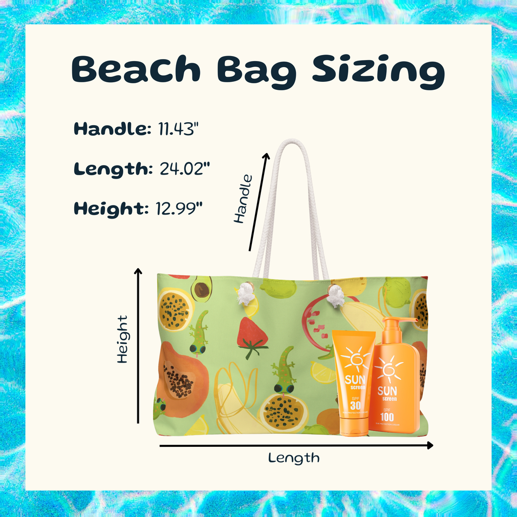 Tropical fruits n' gecko Beach Bag
