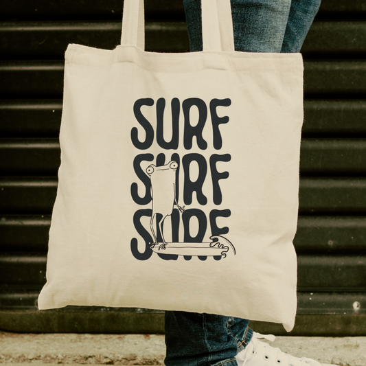 SURF frog Canvas Tote